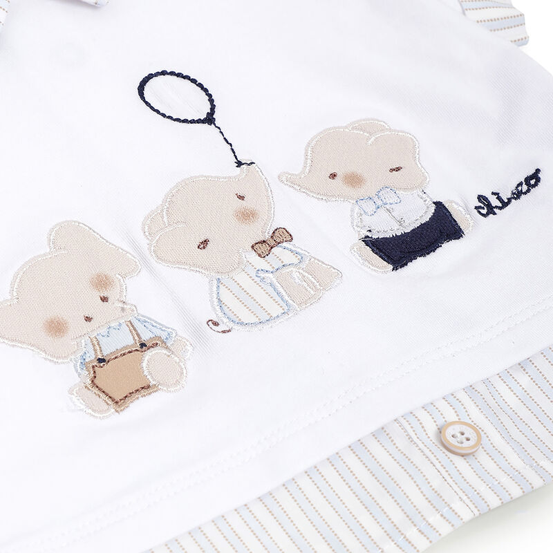 Boys White and Blue Polo with Short Pants image number 5